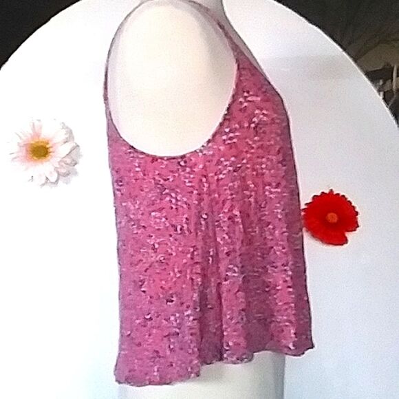 Kimchi Blue Tank Top Urban Outfitters Floral Crochet A Line Trapeze Swing Pink M - Picture 10 of 12